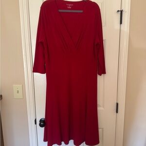 Talbot’s 1x, 3/4 in sleeves, knee length. Great cocktail or date night dress!